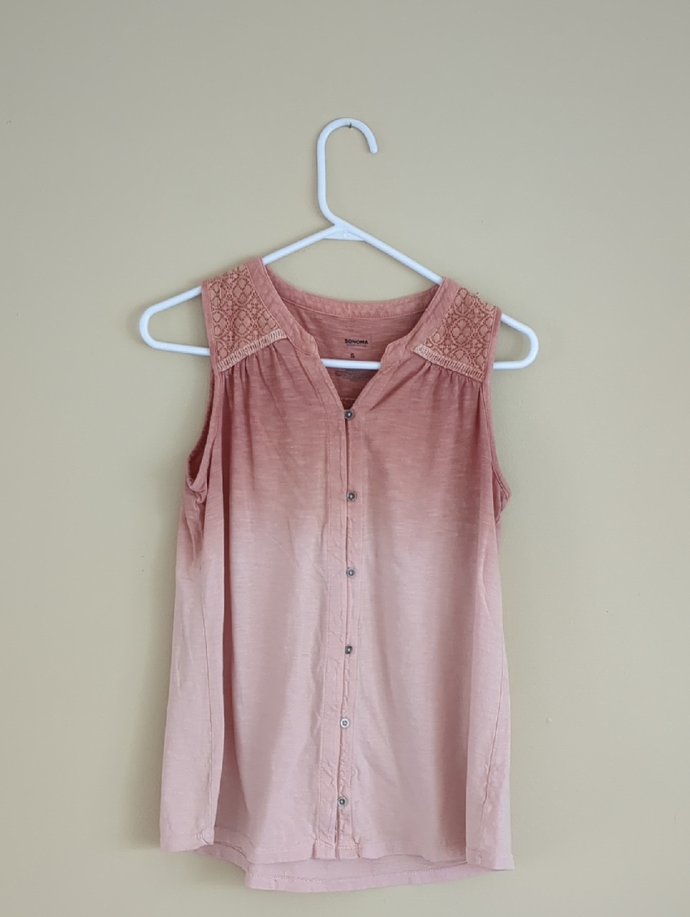 Small Sonoma Ombre Top Dip Dye Peach Salmon Color